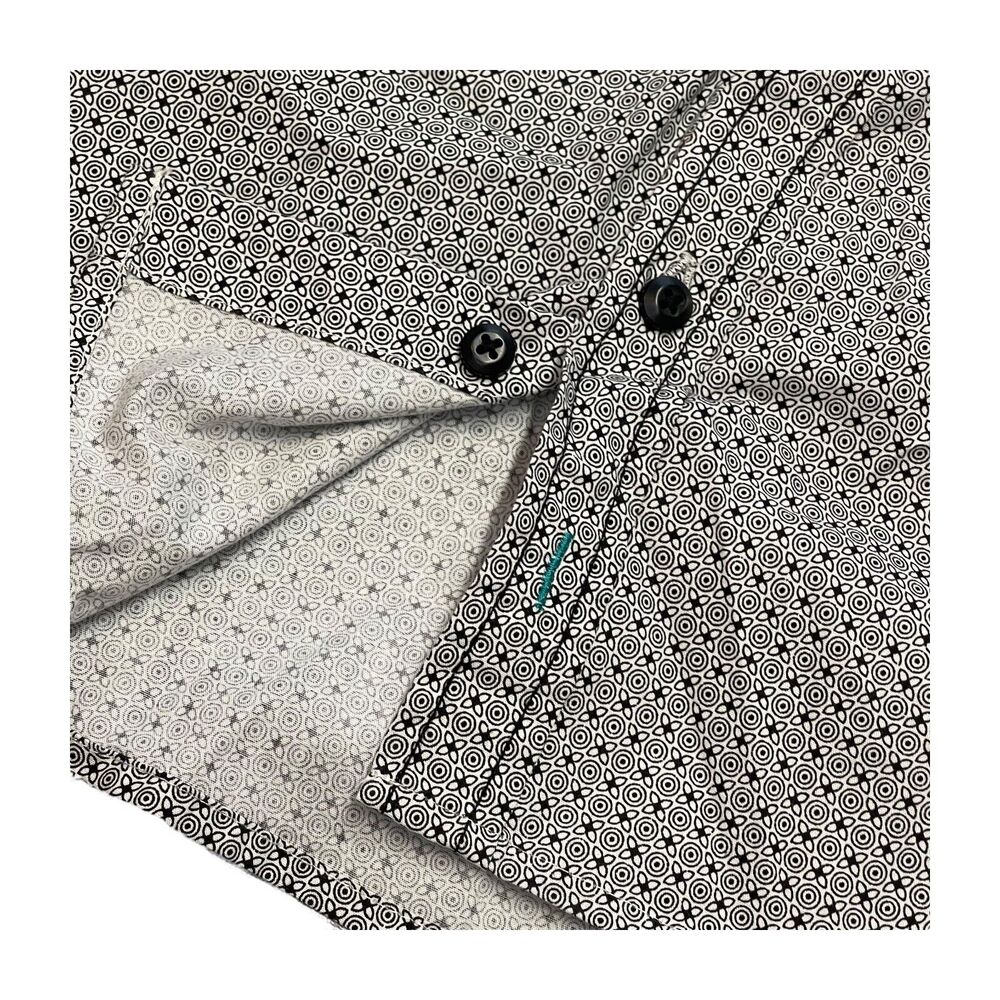 Drill Shirt Mens Small Black White Printed Cotton Short Sleeve Classic Button-Up - Picture 9 of 9